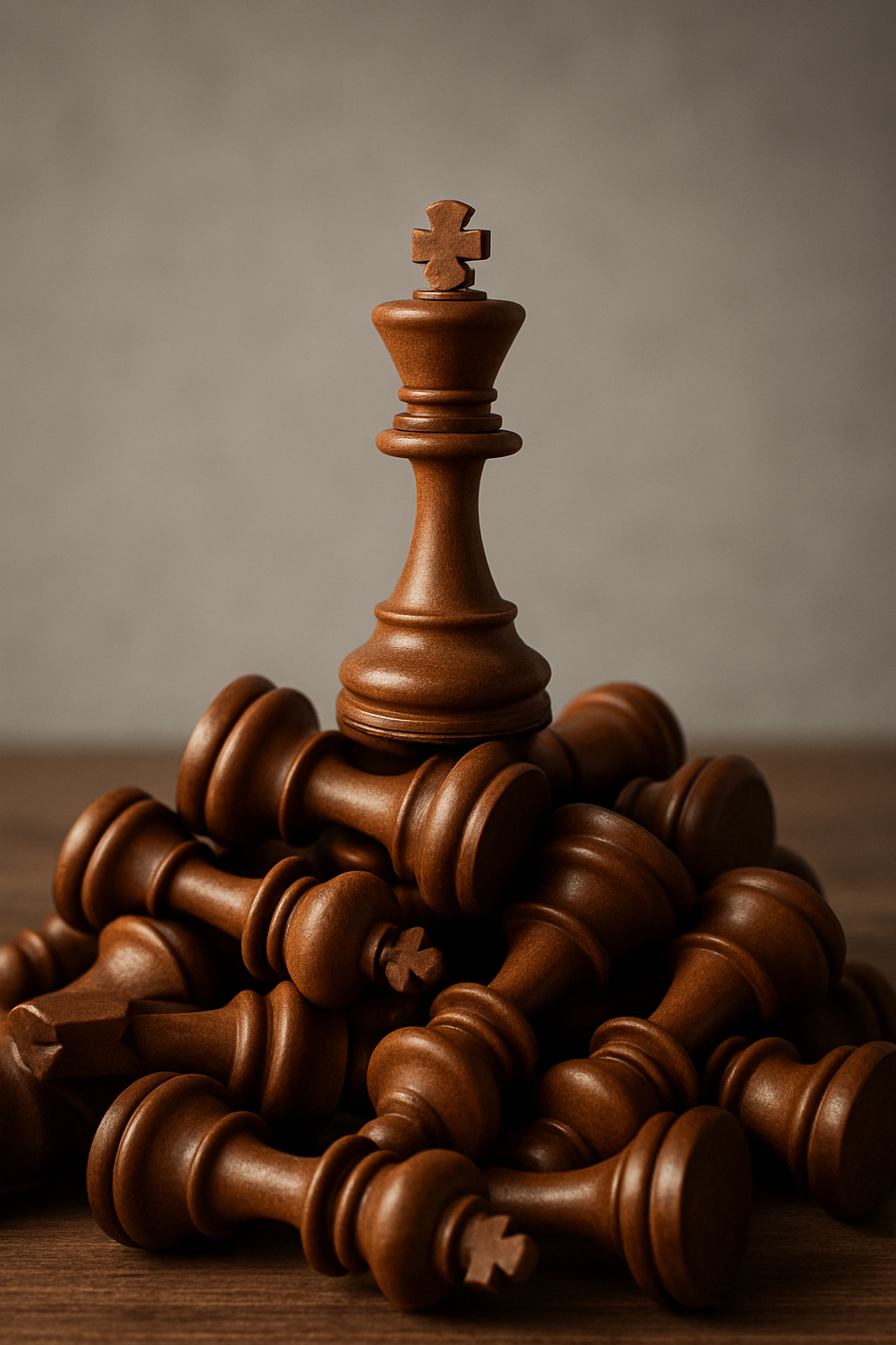 Chess king piece on pile